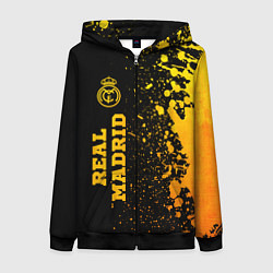 Толстовка на молнии женская Real Madrid - gold gradient по-вертикали, цвет: 3D-черный