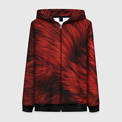 Толстовка на молнии женская Красная шерсть, цвет: 3D-черный