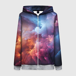 Толстовка на молнии женская Облачный космос, цвет: 3D-меланж