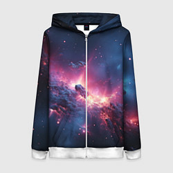 Толстовка на молнии женская Взрыв в космосе, цвет: 3D-белый