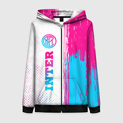 Толстовка на молнии женская Inter neon gradient style по-вертикали, цвет: 3D-черный