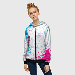 Толстовка на молнии женская Everton neon gradient style вертикально, цвет: 3D-черный — фото 2