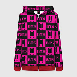 Женская толстовка на молнии BTS pattern pink logo