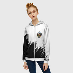 Толстовка на молнии женская Герб РФ просто краски, цвет: 3D-белый — фото 2