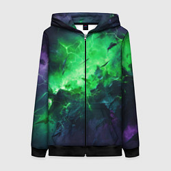 Женская толстовка на молнии Круглый зеленый мистический фон