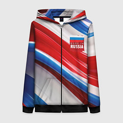 Женская толстовка на молнии Герб России на абстрактном фоне