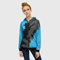 Толстовка на молнии женская Extreme blue, цвет: 3D-черный — фото 2