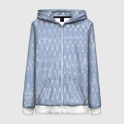 Толстовка на молнии женская Кривые линии серо-голубой, цвет: 3D-белый
