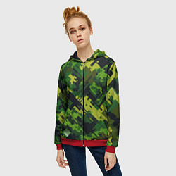 Толстовка на молнии женская Camouflage - pattern ai art, цвет: 3D-красный — фото 2