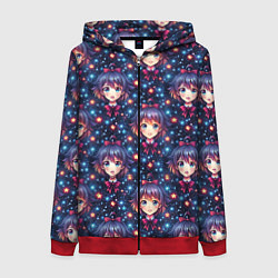 Женская толстовка на молнии Аниме девочка с бантиком на голове