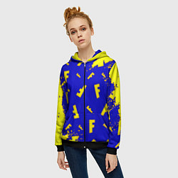 Толстовка на молнии женская Fortnite краски неон, цвет: 3D-черный — фото 2