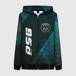 Женская толстовка на молнии PSG glitch blue
