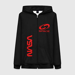 Женская толстовка на молнии Nasa space red logo