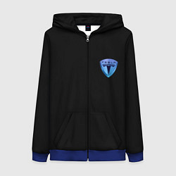 Толстовка на молнии женская Tesla logo neon, цвет: 3D-синий