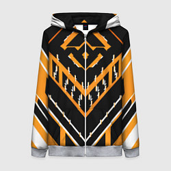 Толстовка на молнии женская Жёлто-белые линии на чёрном фоне, цвет: 3D-меланж