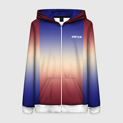 Толстовка на молнии женская Красный-синий градиентный узор, цвет: 3D-белый