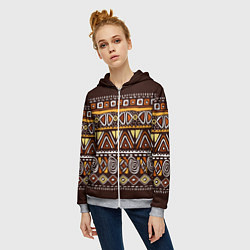 Толстовка на молнии женская Африканский традиционный орнамент, цвет: 3D-меланж — фото 2