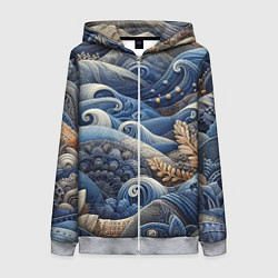 Толстовка на молнии женская Джинсовые волны - нейросеть, цвет: 3D-меланж