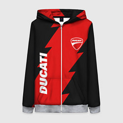 Толстовка на молнии женская Ducati - logo, цвет: 3D-меланж