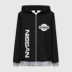 Женская толстовка на молнии Nissan logo white auto