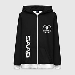 Женская толстовка на молнии SAAB logo white