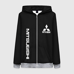 Женская толстовка на молнии Mitsubishi logo white auto