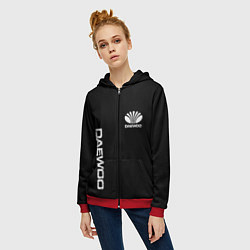 Толстовка на молнии женская Daewoo logo white, цвет: 3D-красный — фото 2