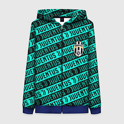 Толстовка на молнии женская Juventus pattern logo steel, цвет: 3D-синий