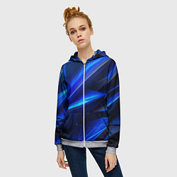Толстовка на молнии женская Синяя геометрическая абстракция, цвет: 3D-меланж — фото 2