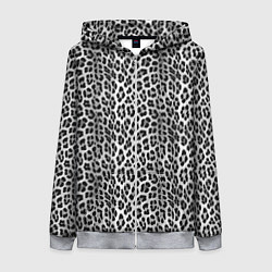 Толстовка на молнии женская Черно-белая шкура леопарда, цвет: 3D-меланж