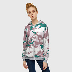 Толстовка на молнии женская Пиксельный камуфляж европа, цвет: 3D-меланж — фото 2