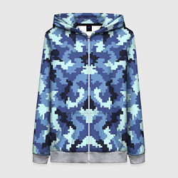 Толстовка на молнии женская Камуфляжный синий стиль, цвет: 3D-меланж