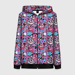 Толстовка на молнии женская Смеющиеся монстры, цвет: 3D-черный