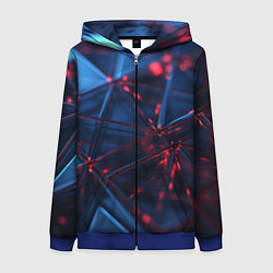 Толстовка на молнии женская Абстрактные треугольные элементы, цвет: 3D-синий