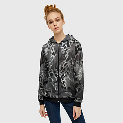 Толстовка на молнии женская Чёрно-серый абстракция, цвет: 3D-черный — фото 2