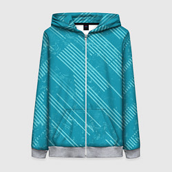 Толстовка на молнии женская Абстракция светлые линии на зеленом фоне, цвет: 3D-меланж