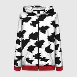 Толстовка на молнии женская Чётные пятна на белом фоне - минимализм, цвет: 3D-красный