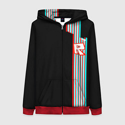 Толстовка на молнии женская Roblox glitch line, цвет: 3D-красный