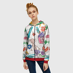 Толстовка на молнии женская Детский принт, цвет: 3D-красный — фото 2