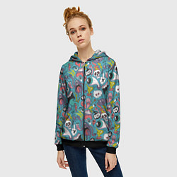 Толстовка на молнии женская Тьфу ты монстры, цвет: 3D-черный — фото 2