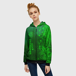 Толстовка на молнии женская Leicester City - green gradient по-вертикали, цвет: 3D-черный — фото 2