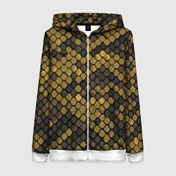 Толстовка на молнии женская Змеиный камуфляж - текстура чешуи, цвет: 3D-белый