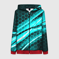 Толстовка на молнии женская Неоновая броня абстракция, цвет: 3D-красный