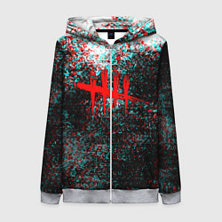 Толстовка на молнии женская Dead by daylight краски глитч, цвет: 3D-меланж