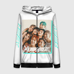 Толстовка на молнии женская Ateez участники, цвет: 3D-черный