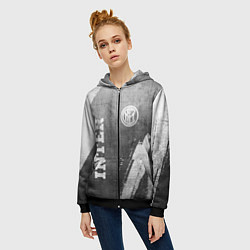 Толстовка на молнии женская Inter - grey gradient вертикально, цвет: 3D-черный — фото 2