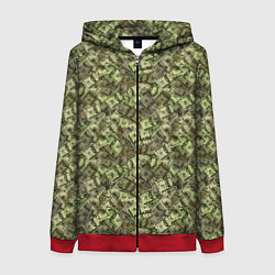 Толстовка на молнии женская Милитари деньги, цвет: 3D-красный