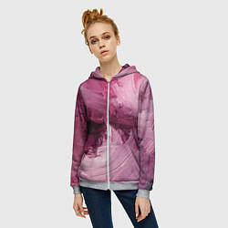 Толстовка на молнии женская Розовые краски, цвет: 3D-меланж — фото 2