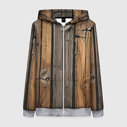 Толстовка на молнии женская Old boards, цвет: 3D-меланж