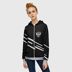 Толстовка на молнии женская Полосы герб спорт, цвет: 3D-меланж — фото 2